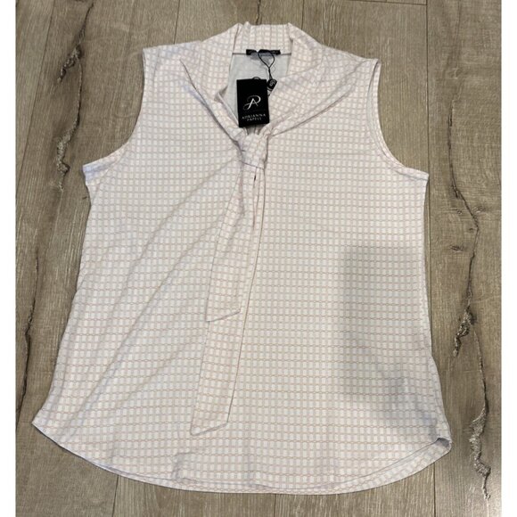 Adrianna Papell -204 Vintage Style Sleeveless Printed Tie Neck Blouse Size M NWT - Picture 3 of 6